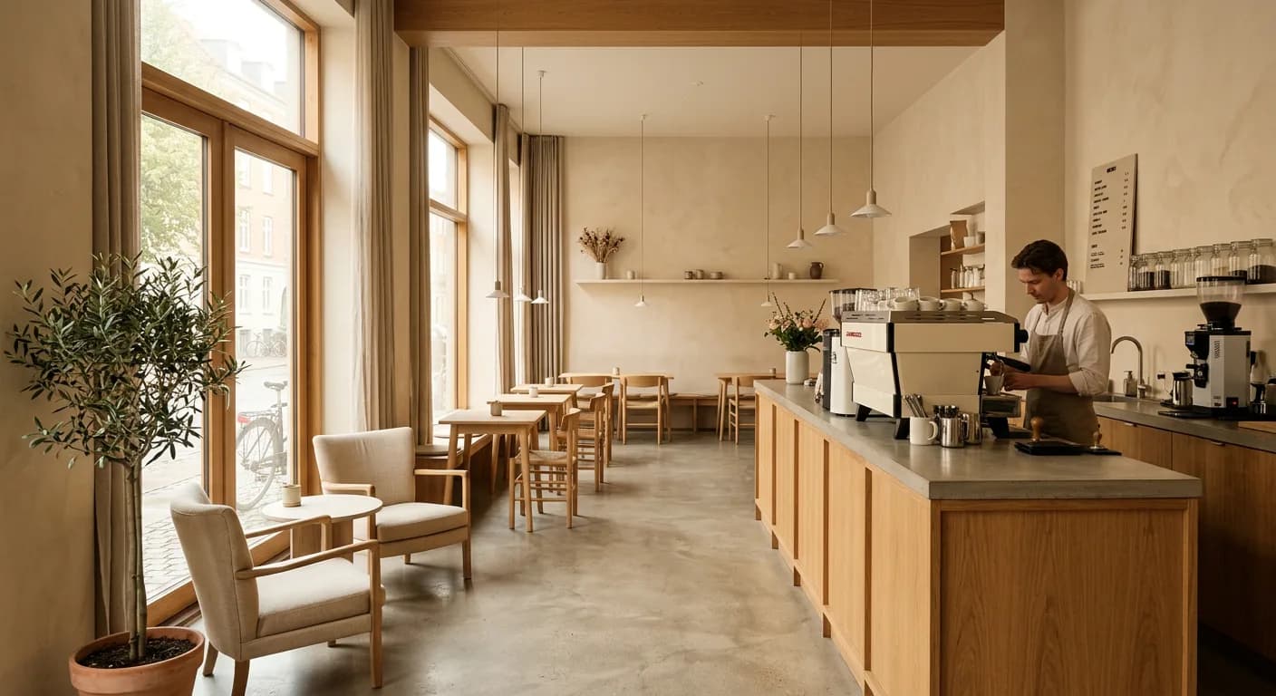 Nordic coffee shop bar and espresso machine